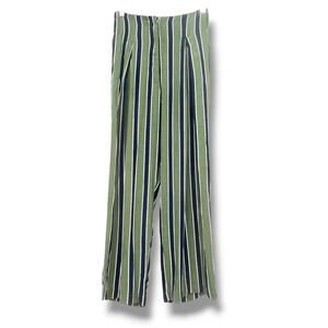 SANCIA Woman's Wide Leg Pleated Trousers XS  Forrest & Navy   Office Preppy